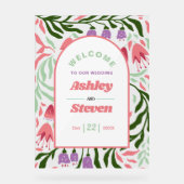 Retro-Boho Zweige mit Blume Begrüßung Hochzeit Acrylschild (Vorderseite)