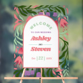 Retro-Boho Zweige mit Blume Begrüßung Hochzeit Acrylschild (Neutral)