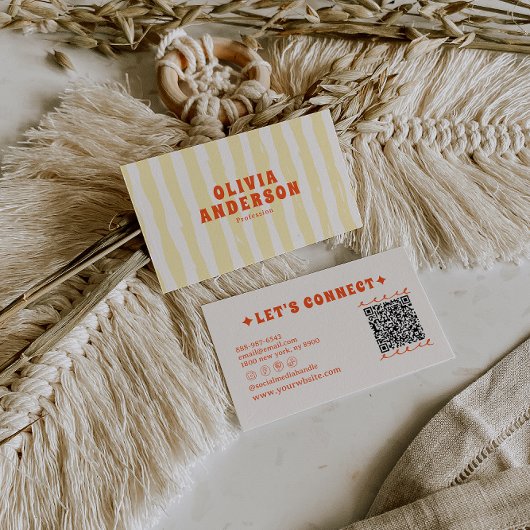 Retro Bold 70er Boho Groovy Funky Einzigartiger QR Visitenkarte