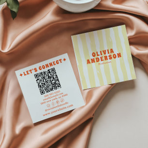 Retro Bold 70er Boho Groovy Funky Trendiger QR-Cod Quadratische Visitenkarte