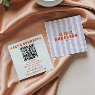 Retro Bold 70er Boho Groovy Trendy Unique QR Code Quadratische Visitenkarte