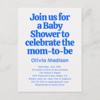 Retro Bold Baby Shower Blau