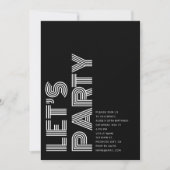 Retro Bold Birthday Party Black Einladung (Vorderseite)