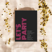 Retro Bold Birthday Party Black Pink Einladung