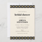 Retro Bold Black and Gold Floral Brautparty Einladung (Vorderseite)