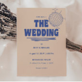 Retro Bold Blue & Beige Wedding Einladung