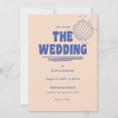 Retro Bold Blue & Beige Wedding Einladung (Vorderseite)