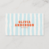 Retro Bold Blue Groovy Funky Trendy Fun QR Code Visitenkarte (Vorderseite)