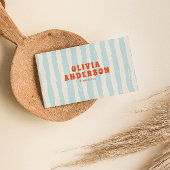 Retro Bold Blue Groovy Funky Trendy Fun QR Code Visitenkarte