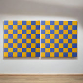 Retro Bold Blue & Yellow Checkered Vibrann Fliese