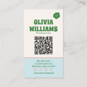 Retro Bold Boho QR-Code Groovy Kariert Floral Visitenkarte (Rückseite)