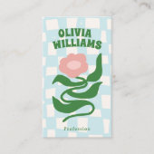 Retro Bold Boho QR-Code Groovy Kariert Floral Visitenkarte (Vorderseite)