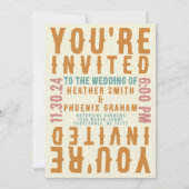 Retro Bold Bright Foto und QR Code Wedding Einladung (Vorderseite)