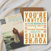 Retro Bold Bright Foto und QR Code Wedding Einladung