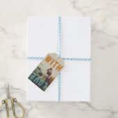 Retro Bold Bright Typografy Foto Wedding Geschenkanhänger (Mit Garn)