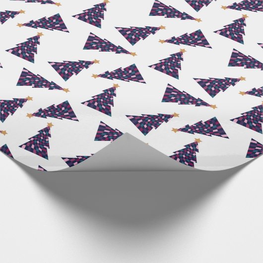 Retro Bold Checkered Weihnachtsbaummuster Geschenkpapier (Ecke)