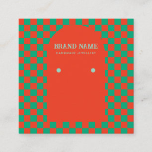 Retro Bold Christmas Earring Display Card Quadratische Visitenkarte
