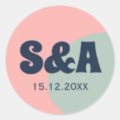 Retro Bold farbenfrohe Hochzeit Runder Aufkleber (Vorderseite)