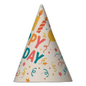  Retro Bold farbenfroher Happy Geburtstag Partyhütchen (Rechts)