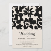 Retro Bold floral Foto Wedding Einladung (Vorderseite)