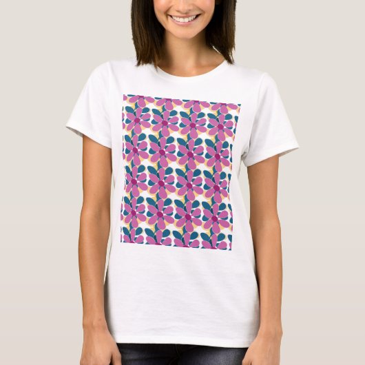 Retro Bold Floral Pattern T-Shirt (Vorderseite)