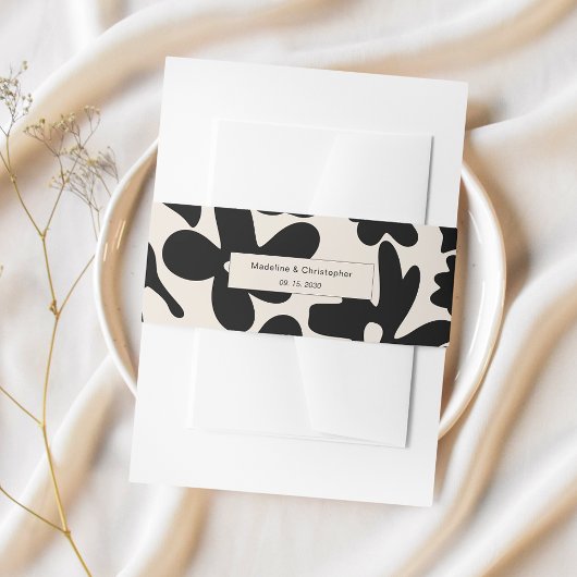 Retro Bold Floral Wedding Einladung Bauch Band