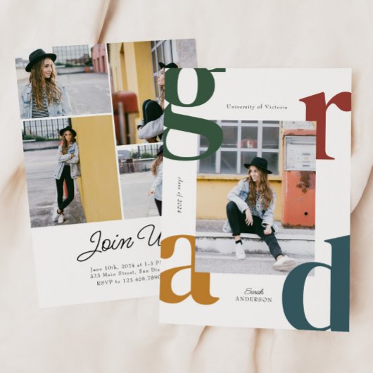 Retro Bold Foto Class of 2024 Abschluss Einladung