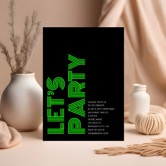 Retro Bold Geburtstagspartei Black Green Einladung