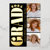 Retro Bold Gold 2025 Graduation Party 4 Foto Folieneinladung (Vorderseite)