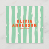 Retro Bold Green Boho Groovy Trendy Unique QR Code Quadratische Visitenkarte (Vorderseite)