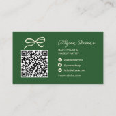 Retro Bold Green Makeup-Artist QR-Code Visitenkarte (Rückseite)