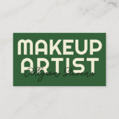 Retro Bold Green Makeup-Artist QR-Code Visitenkarte (Vorderseite)