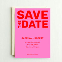Retro Bold Hot Pink & Red Typografy Wedding