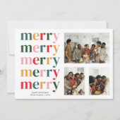 Retro Bold Merry Christmas Modern Minimal 3 Photo Feiertagskarte (Vorderseite)