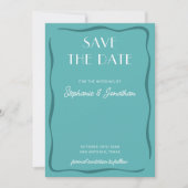 Retro Bold Mid Century Modern Teal Blue Wedding Save The Date (Vorderseite)