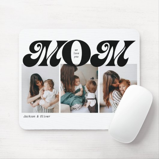 Retro Bold Mom 3 Foto-Collage Mousepad (Mit Mouse)