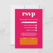 Retro Bold Neon Orange Pink Wedding RSVP Card Karte (Vorderseite)