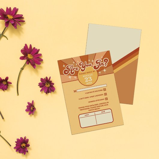 Retro Bold Neon Orange Pink Wedding RSVP Karte