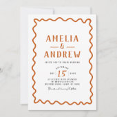 Retro Bold Orange Simple Wedding Einladung (Vorderseite)