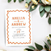 Retro Bold Orange Simple Wedding Einladung