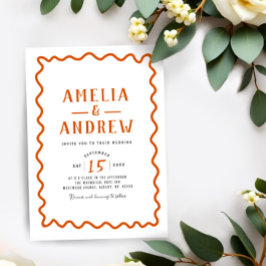 Retro Bold Orange Simple Wedding Einladung