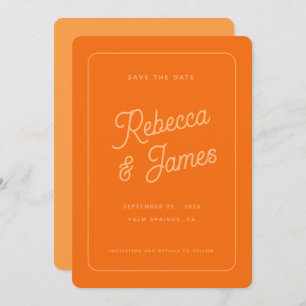 Retro Bold Orange Typografy Frame Wedding Save The Date