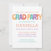 Retro Bold Oversified 3 Foto Grad Party Einladung (Rückseite)
