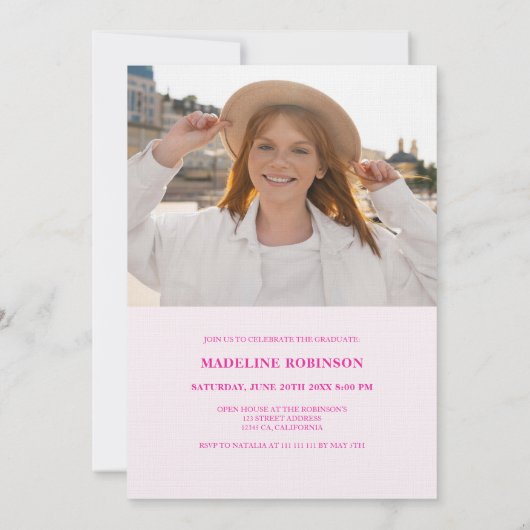 Retro Bold Pink 2025 Graduation Party 4 Foto Einladung (Rückseite)