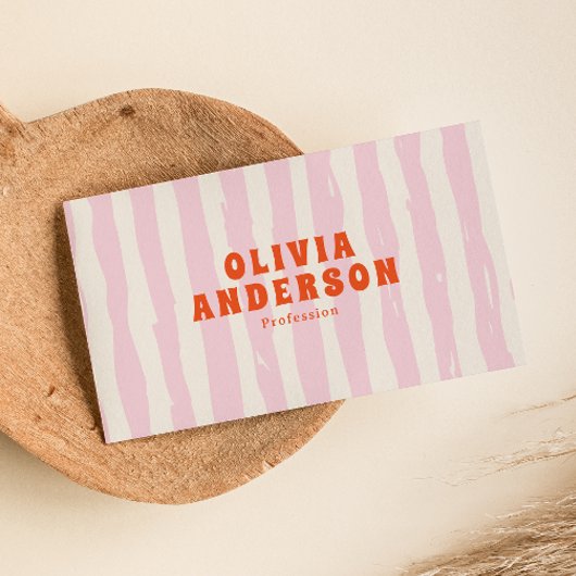 Retro Bold Pink 70er Boho Groovy Funky Girly Trend Visitenkarte