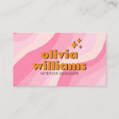 Retro Bold Pink Orange QR Code Groovy Girly Unique Visitenkarte (Vorderseite)