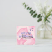 Retro Bold Pink Purple QR Code Groovy Girly Trendy Quadratische Visitenkarte (Stehend Vorderseite)