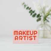 Retro Bold Pink-Rot-Makeup-Artist-QR-Code Visitenkarte (Stehend Vorderseite)