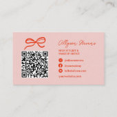 Retro Bold Pink-Rot-Makeup-Artist-QR-Code Visitenkarte (Rückseite)