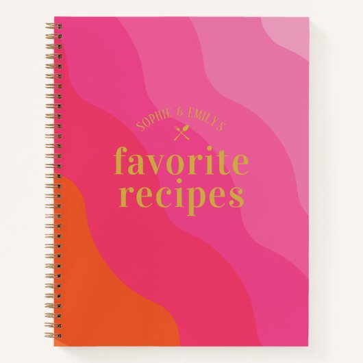 Retro Bold Pink Verlobung Neu verheiratetes Rezept Notizblock (Vorderseite)